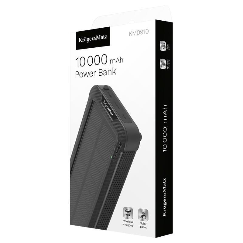 power bank 10000mah li pol solar qi incarcare wireless 5w krugermatz km0910 5