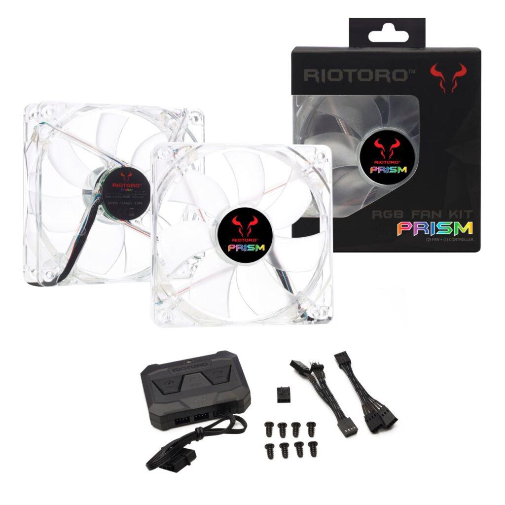 set controller 2 ventilatoare riotoro prism 120mm iluminare rgb frgb256 168x