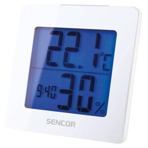 Statie meteo afisaj LCD temperatura și umiditate ceas cu alarma calendar alb SENCOR SWS 1500 W
