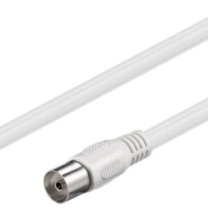 Cablu COAXIAL TV antena 1.5m mama-tata 75 ohm clasa A 85DB Dublu ecranat CCS alb 66613 Goobay