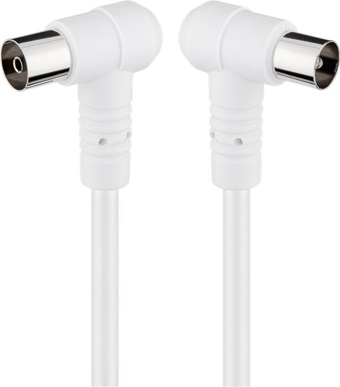 Cablu Coaxial Tv Antena 25m Cotit 90 Grade Mama Tata 75 Ohm Clasa A 85db Dublu Ecranat Ccs Alb 67354 Goobay