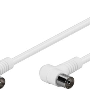 Cablu COAXIAL TV antena 3.5m cotit 90 grade mama-tata 75 ohm clasa A 85DB Dublu ecranat CCS alb 67355 Goobay