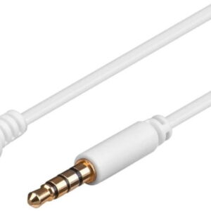 Cablu prelungitor AUX casti 4-pin JACK STEREO aurit mama-tata 1m AWG28 cupru alb 62360 Goobay