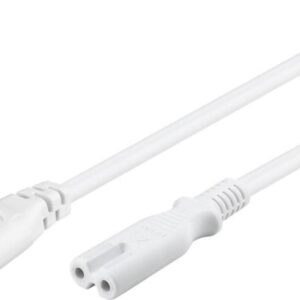 Cablu prelungitor C7 la C8 2m 2 pini mama-tata 2x0.75mm 2.5A 250V alb 97200 Goobay
