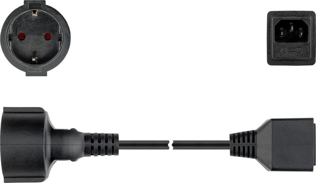 Cablu Prelungitor Schuko Mama La Tata Iec C14 15m 10a Cupru 3x1mm Negru 55528 Goobay
