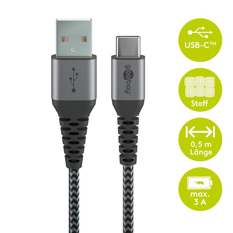 Cablu Usb Type C La Usb A 20 05m Invelis Textil Cu Conector Metal 3a 60w 49295 Goobay