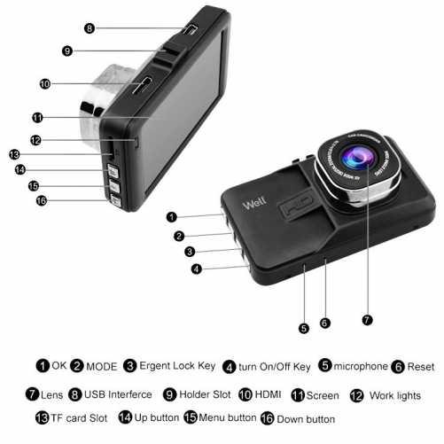 Camera Auto Well Trace 1080p Fhd 720p Ecran 3 Dvr Car Trace Wl
