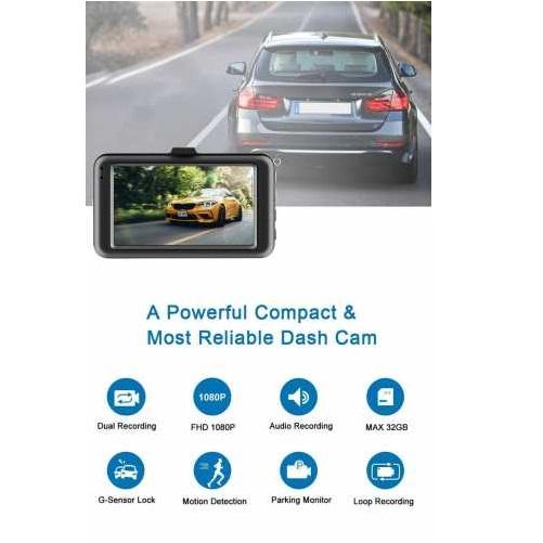 Camera Auto Well Trace 1080p Fhd 720p Ecran 3 Dvr Car Trace Wl