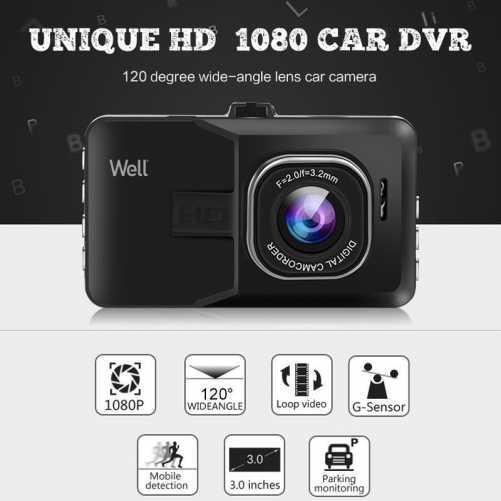 Camera Auto Well Trace 1080p Fhd 720p Ecran 3 Dvr Car Trace Wl