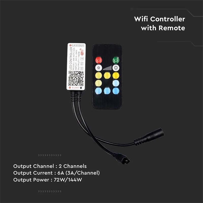 Controller Banda Led 3in1 Wi Fi Rgb 24 Butoane V Tac Sku 2902