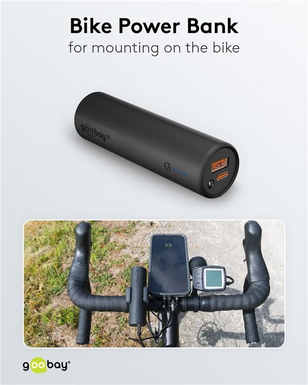 Power Bank 50 5000mah Suport Pentru Bicicleta Negru Usb A Usb Type C 3a 60656 Goobay