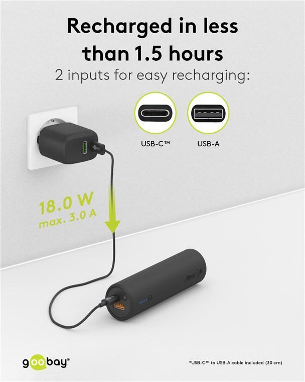 Power Bank 50 5000mah Suport Pentru Bicicleta Negru Usb A Usb Type C 3a 60656 Goobay