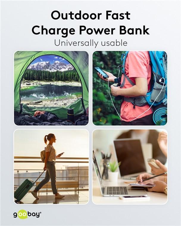 Power Bank Solar 20000mah Usb Type C Fast Charge Pd Qc30 53934 Goobay