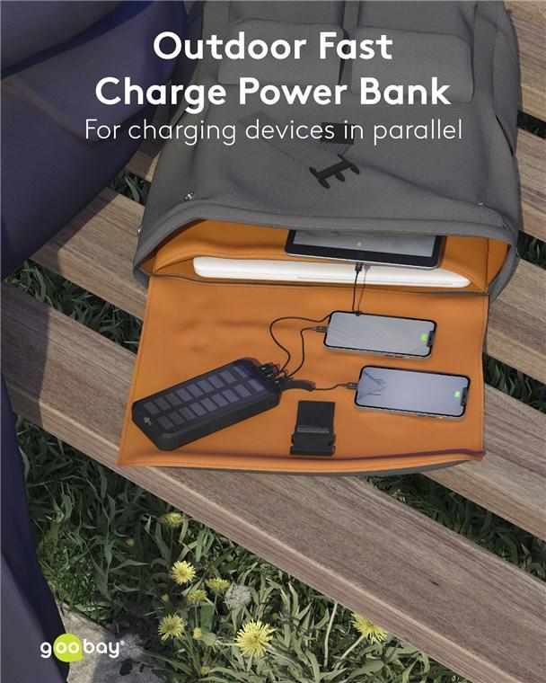 Power Bank Solar 20000mah Usb Type C Fast Charge Pd Qc30 53934 Goobay