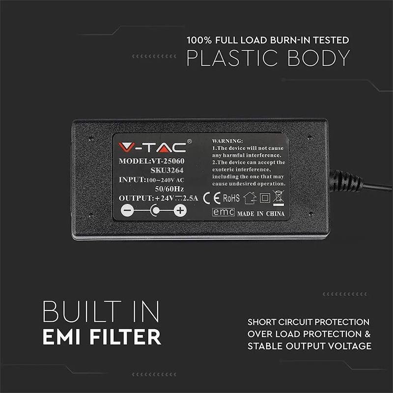 Sursa Alimentare Smps Slim 24v 25a 60w V Tac Sku 3264