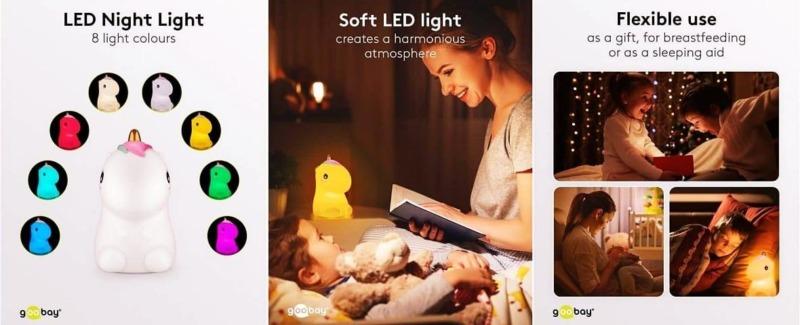 Lumina De Noapte Cu Led Unicorn 7 Culori 3 Moduri Lumina Cu Acumulator Goobay Habo.ro