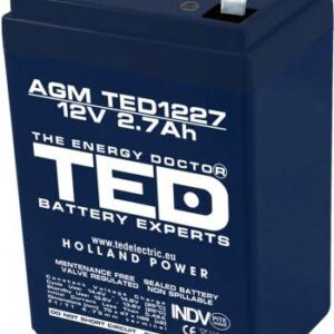 Acumulator plumb acid AGM 12V 2.7Ah F1 (4.8mm) TED1227F1