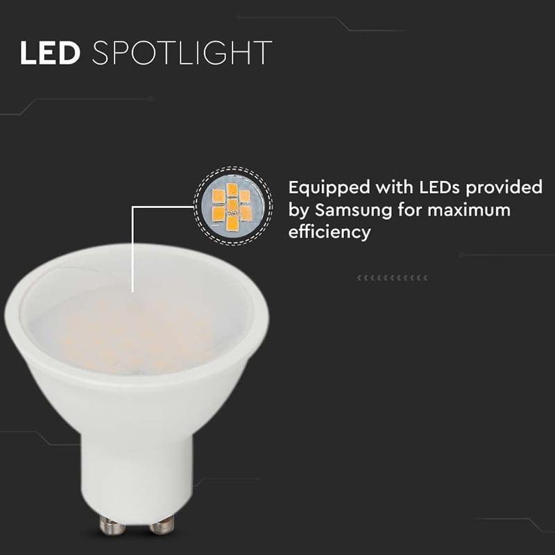 Bec Spot Led Gu10 10w 1000lm 4000k Alb Neutru Cip Samsung V Tac Sku 21879