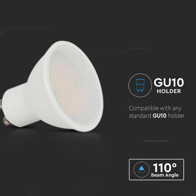 Bec Spot Led Gu10 10w 1000lm 4000k Alb Neutru Cip Samsung V Tac Sku 21879