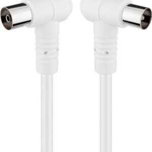 Cablu Coaxial 75ohmi Dublu ecranat 80dB mama-tata cu mufe cotite 1.5m 5.3mm alb Goobay 67353