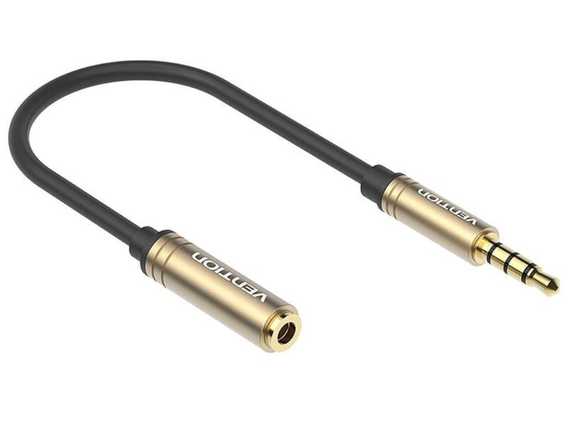 Cablu Jack 35 Mm 4 Pin Socket Jack 35 Mm 4 Pin Plug 01m Negru Vention Vab S06 B010