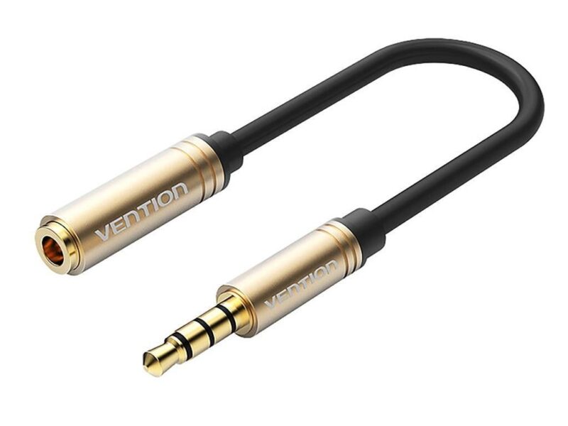 Cablu Jack 35 Mm 4 Pin Socket Jack 35 Mm 4 Pin Plug 01m Negru Vention Vab S06 B010