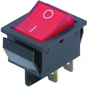 Intrerupator 4 poli 250V 30A ON-OFF 1 buton rosu cu retinere 25x35 mm