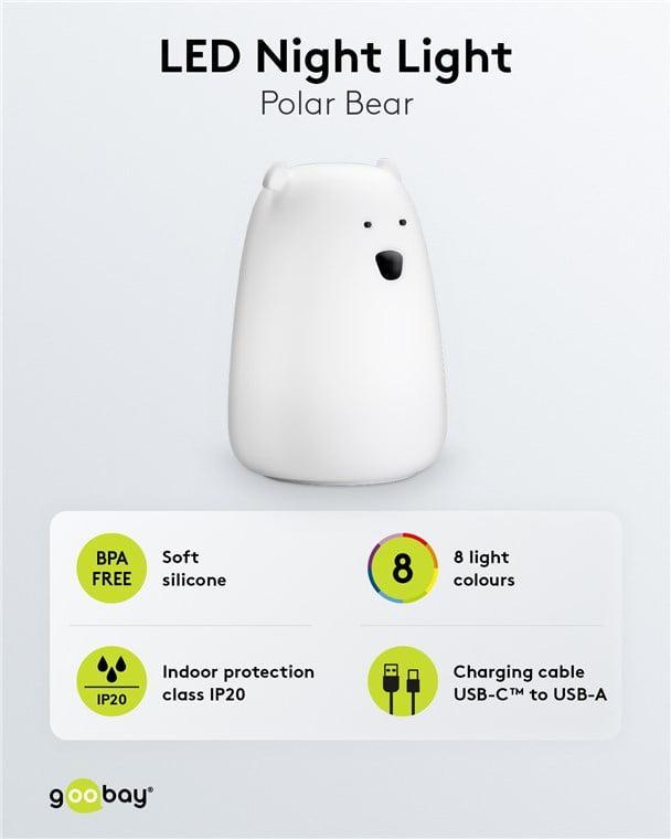 Lumina De Noapte Cu Led Ursul Polar 7 Culori 3 Moduri Lumina Cu Acumulator Goobay 61647