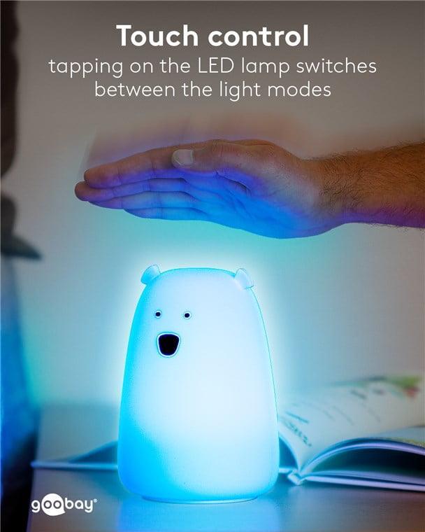 Lumina De Noapte Cu Led Ursul Polar 7 Culori 3 Moduri Lumina Cu Acumulator Goobay 61647