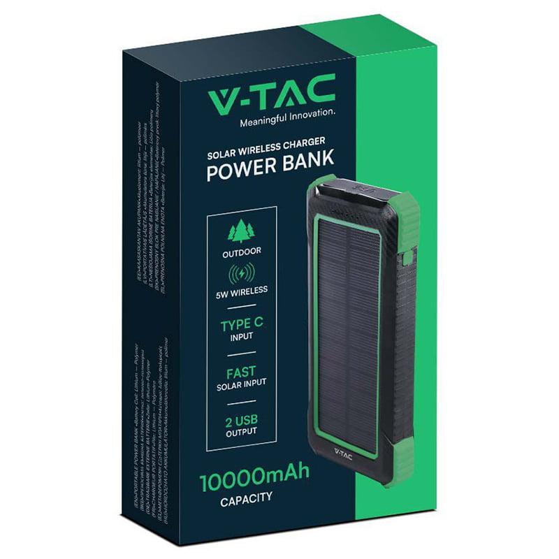 Power Bank 10000mah Cu Incarcare Solara Si Wireless V Tac Sku 7835
