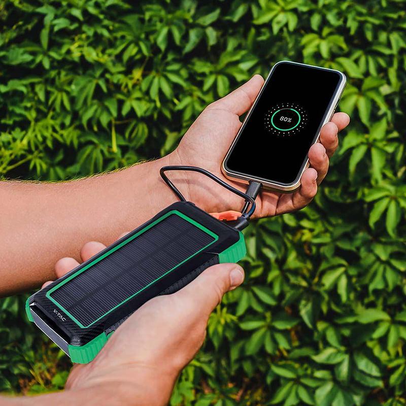 Power Bank 10000mah Cu Incarcare Solara Si Wireless V Tac Sku 7835