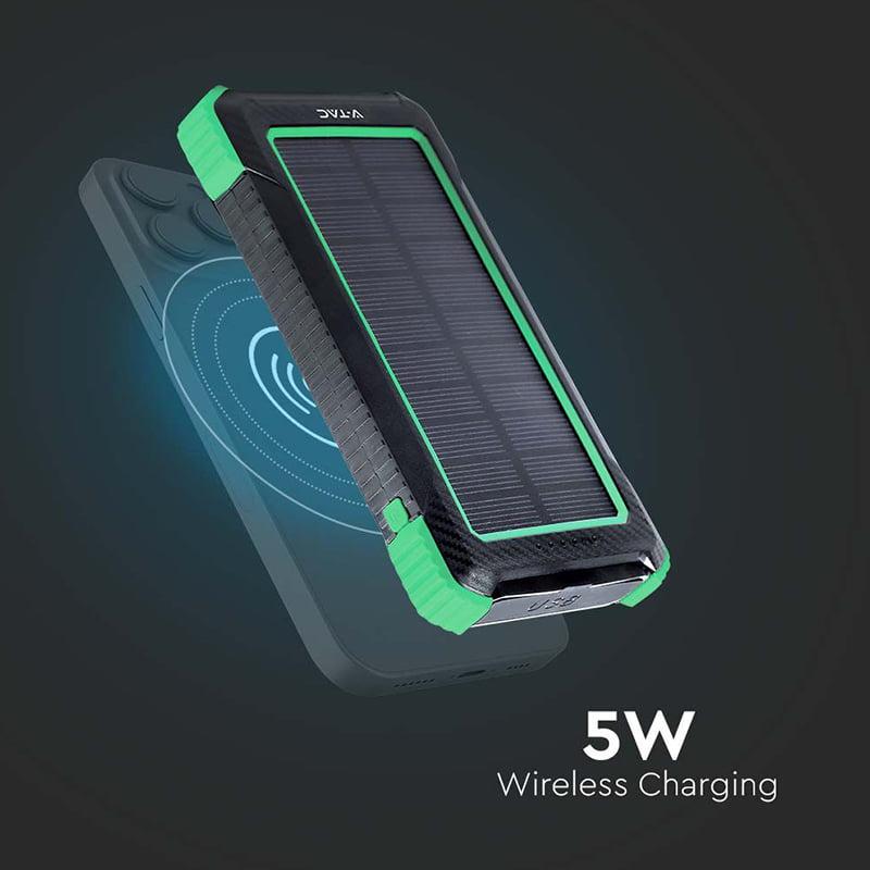 Power Bank 10000mah Cu Incarcare Solara Si Wireless V Tac Sku 7835