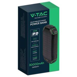 Power Bank 30000mah Wireless Cu Incarcare Solara V Tac Sku 7836