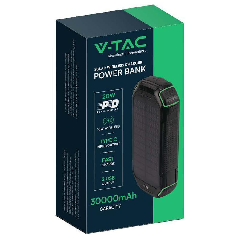 Power Bank 30000mah Wireless Cu Incarcare Solara V Tac Sku 7836