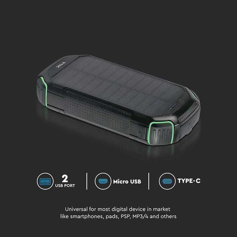 Power Bank 30000mah Wireless Cu Incarcare Solara V Tac Sku 7836