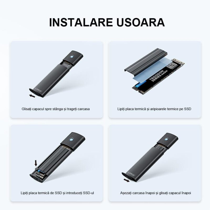 Rack Ssd Usb32 Gen1 Usb Type C Sata Sau Nvme M2 Negru Orico Pwdm2 G2 Bk