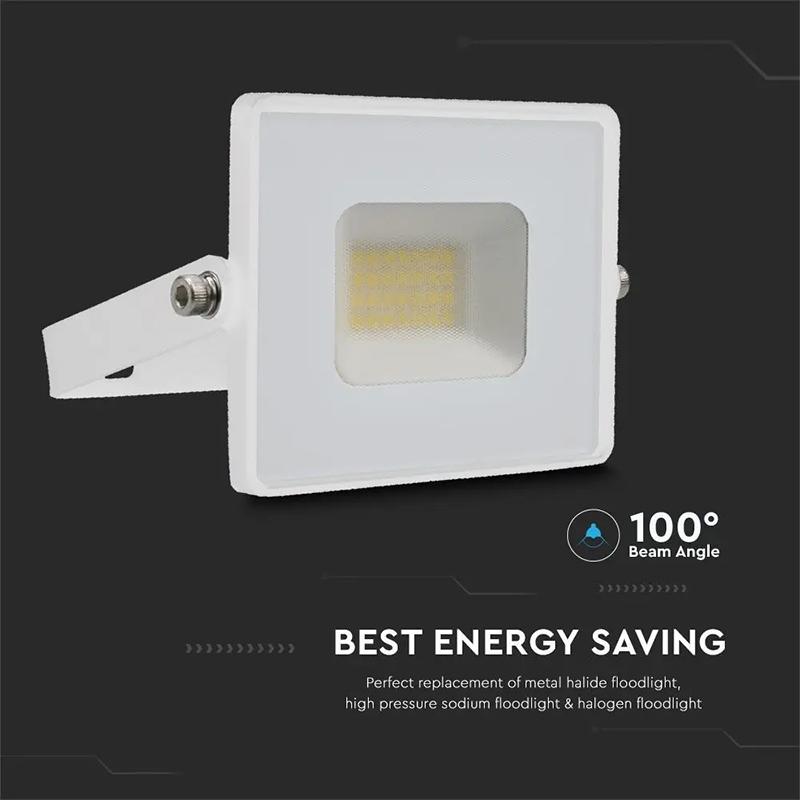 Reflector Led Smd 20w 6500k Alb Rece 1620lm Ip65 Alb V Tac Sku 215951