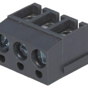 Regleta 3 contacte neagra de conexiuni placa PCB in unghi 90 5mm 3 piste max.2.5mm2 negru DEGSON ELECTRONICS DG300-5.0-03P-11-0