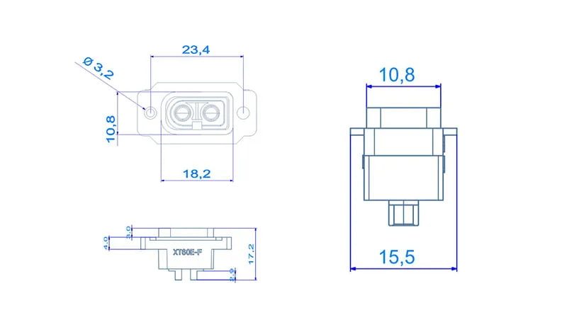 Soclu Alimentare Dc Xt60 Mama 2pini Lipire Montare Pe Panou 30a 500v Galbena Amass Xt60e F