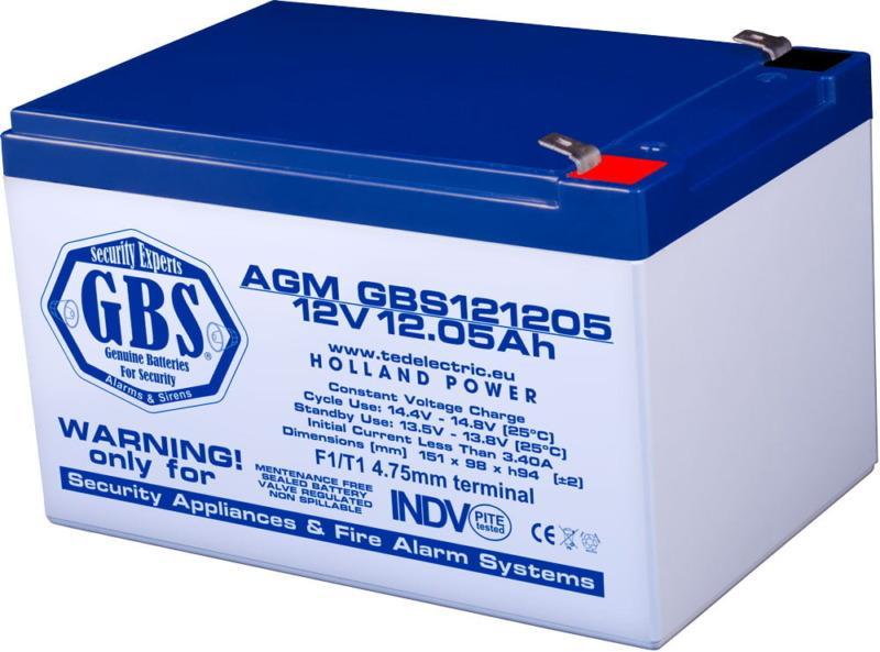 Acumulator AGM VRLA 12V 12.05Ah plumb acid 151x98x95 mm F1 terminal GBS121205F1 TED002693