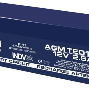 Acumulator AGM VRLA 12V 2.5Ah plumb acid 178x34x60 mm F1 terminal TED Battery Expert Holland TED003096