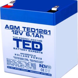 Acumulator AGM VRLA 12V 6.1Ah plumb acid 90x70x98 mm F2 terminal TED Battery Expert Holland TED003171