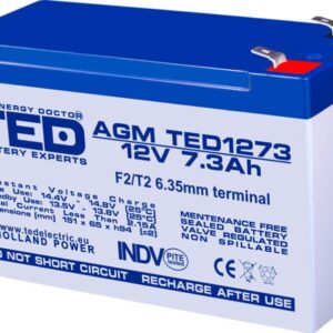 Acumulator AGM VRLA 12V 7.3Ah plumb acid 151x65x95 mm F2 terminal TED Battery Expert Holland TED003249