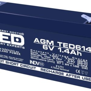 Acumulator AGM VRLA 6V 1.4Ah plumb acid 97x24x52 mm F1 terminal TED Battery Expert Holland TED002839