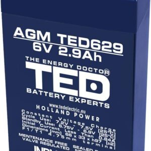 Acumulator AGM VRLA 6V 2.9Ah plumb acid 66x33x97 mm F1 terminal TED Battery Expert Holland TED002877