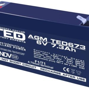Acumulator AGM VRLA 6V 7.3Ah plumb acid 151x34x94 mm F1 terminal TED Battery Expert Holland TED002976
