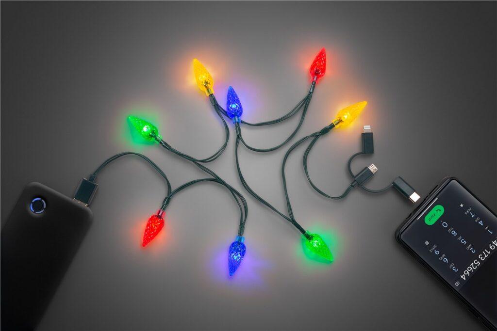 Cablu De Incarcare Usb Pentru Smartphone Cu Lumini Led Rgb Lightning Micro Usb Usb Type C 90cm Goobay 60339