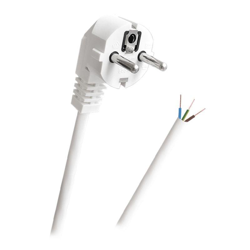 Cablu Electric Cu Stecher Schuko Si Capat Dezizolat 3x1mm 3m Alb Ps3x1 3
