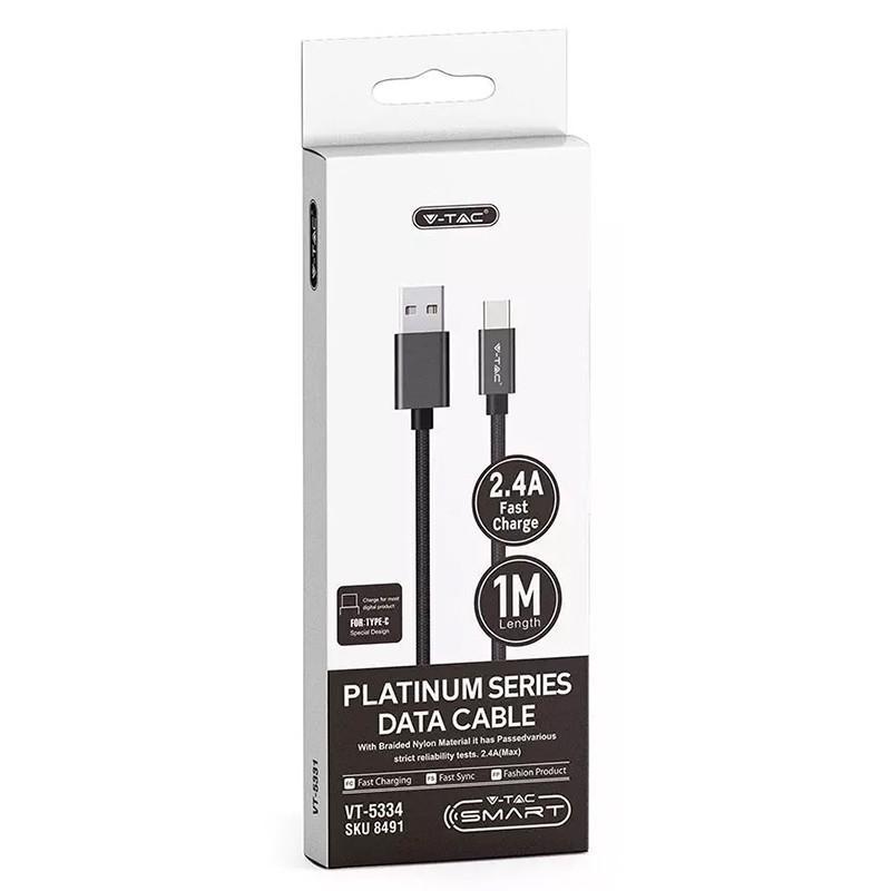 Cablu Usb Type C 1m Negru 24a Platinum Edition V Tac Sku 8491