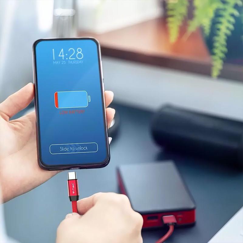 Cablu Usb Type C 1m Plat Rosu 24a Ruby Edition V Tac Sku 8631